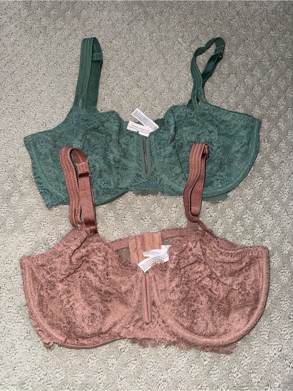 Arden Lace Underwire Bralette - Green & Dusty Rose